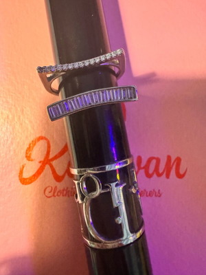 Steel ring with rhinestones like new, adjustable size