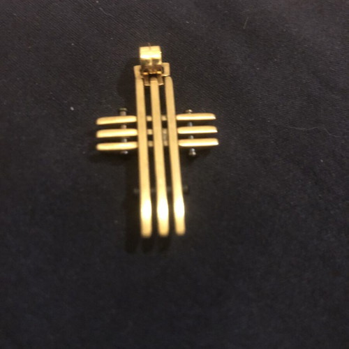 Unisex Faux Gold Cross Pendant like new