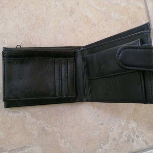 Mcan men's wallet new, black with brown decoration