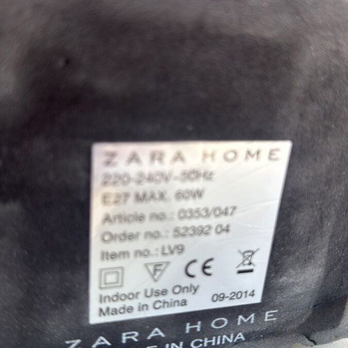 Zara Home table lamp used, metal and glass