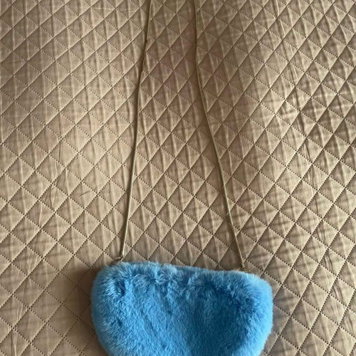 Zara women's shoulder bag fur winter new blue