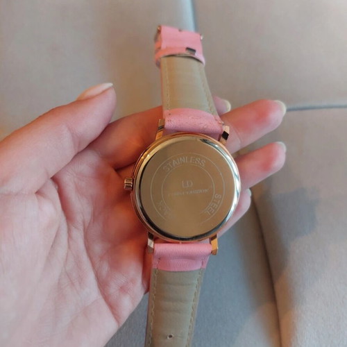 Lee Cooper wristwatch women's stainless steel with pink leather strap like new
