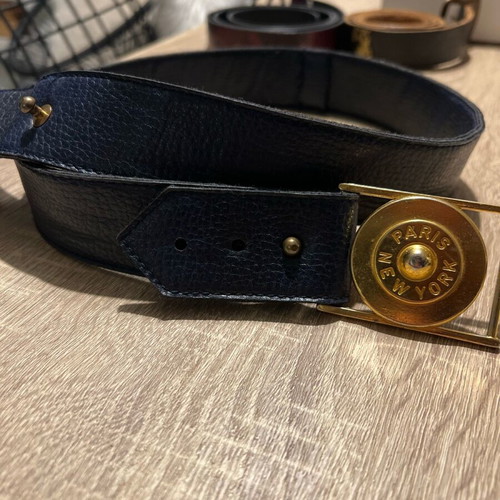 Leather blue vintage belt like new with golden details
