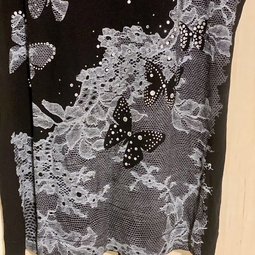 Anais blouse like new, black, decorated with butterflies and rhinestones
