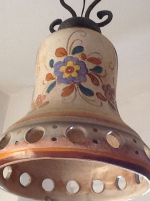 Vintage ceramic handmade ceiling light used with metal details