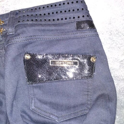 Roberto Cavalli denim pants like new with rhinestone details, size S
