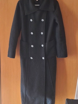 Attrattivo wool long coat large black double-breasted used