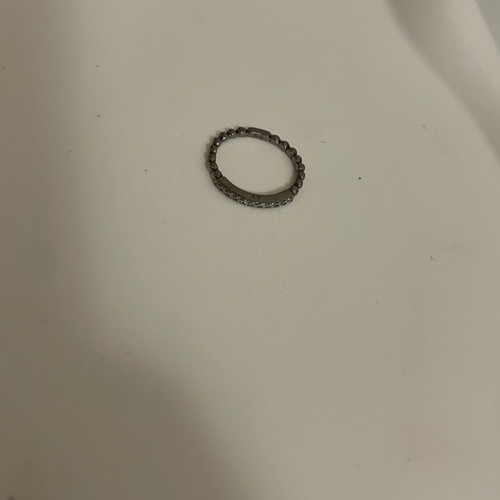 Thin band ring black plated silver with zircon, good condition, size 50-52, La Vie