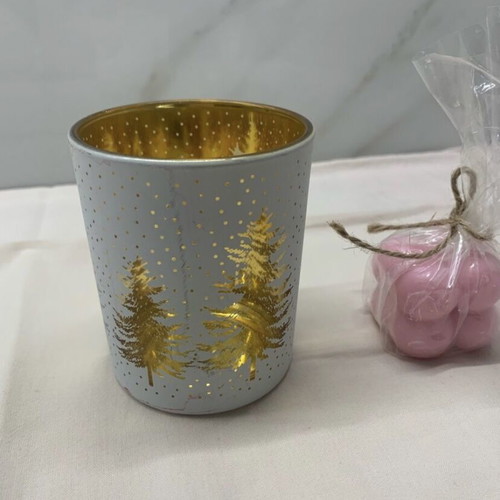 Christmas votive candle holder with candle new, gift for teacher