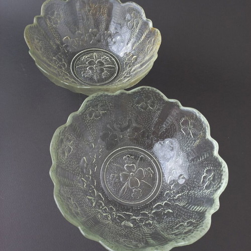 Set of 2 vintage embossed glass salad bowls Ortnerwieres like new
