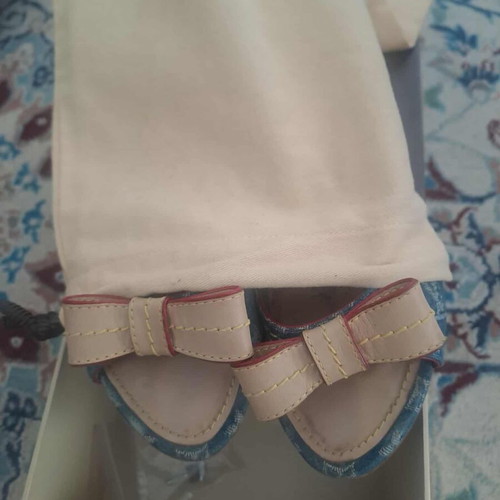 Louis Vuitton denim mule slippers size 36.5 like new with box and Dust Bag
