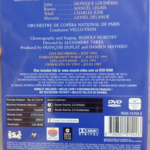 Romeo and Juliet ballet DVD new
