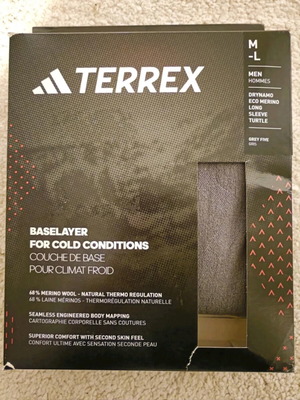 Adidas Terrex Drynamo Merino Wool Base Layer Turtle Neck grey M-L