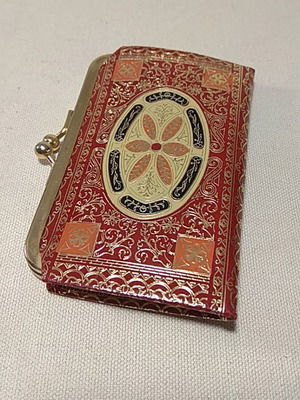 Vintage δερμάτινο πορτοφόλι με περίτεχνα σχέδια, καινούργιο, ιταλικής κατασκευής