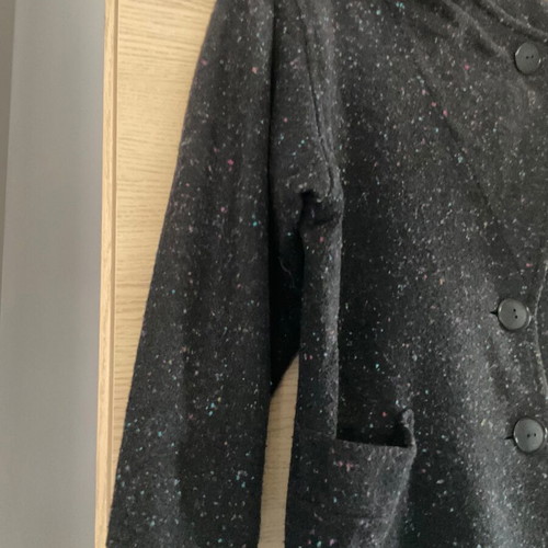 Women's black coat with colorful weaving, like new, size XL