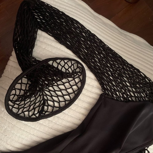 La Amazone black mesh sleeve blouse, size small