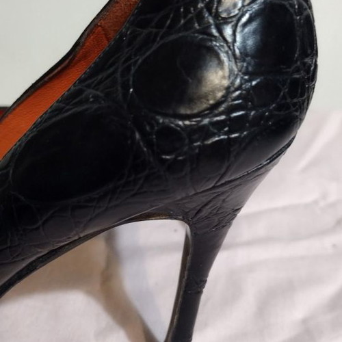 Leather handmade pumps used with high heel size 39 black