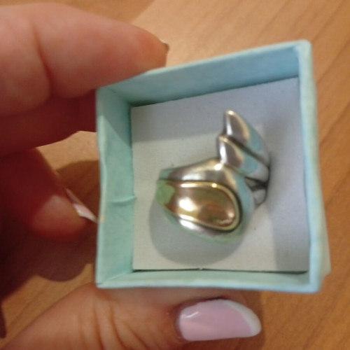 Ring with 14K gold and 925 silver new, size 55-56, 9 grams