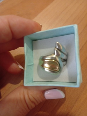 Ring with 14K gold and 925 silver new, size 55-56, 9 grams