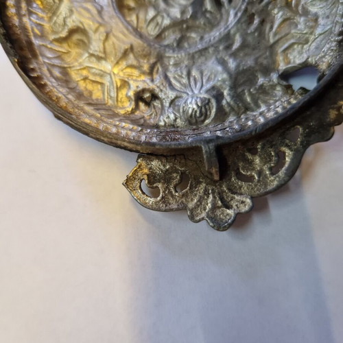 Vintage half belt buckle hand carved high grade silver used