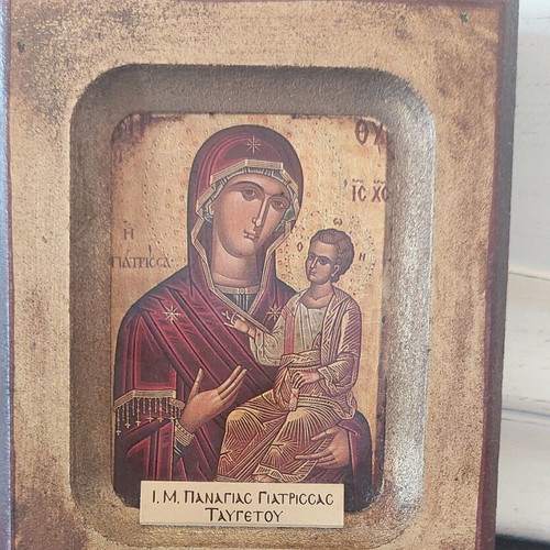 Wooden icon of Panagia Giatrissa