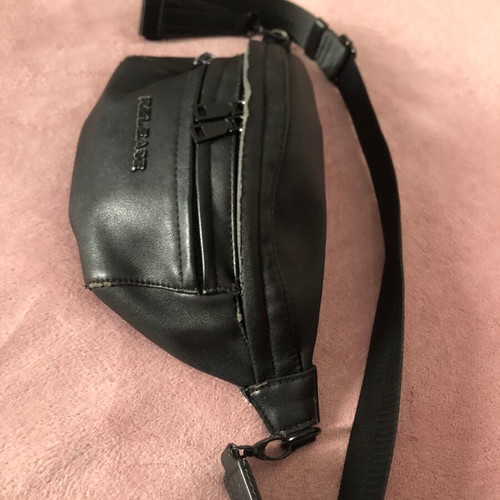 Waist bag used, black, 2 external and 1 internal pocket