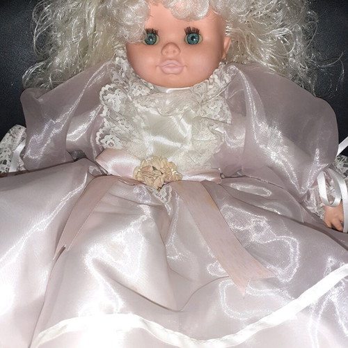 Large bride doll like new with silk clothes
