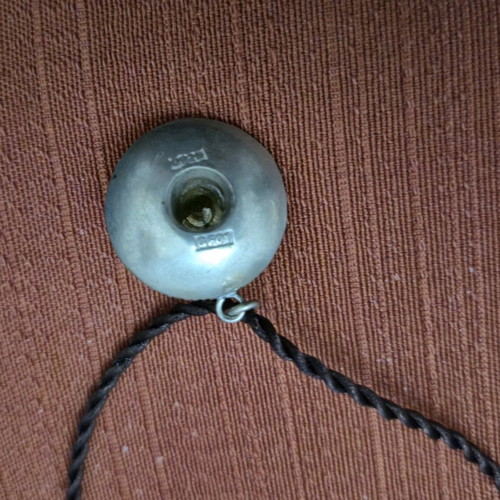 Silver 925 Sombrero pendant new with brown cord