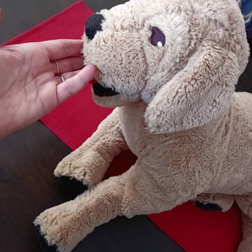 Large plush dog like new, soft beige 70x30 cm