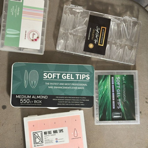 Nail products like new, 110 nail polishes, dual forms, gel tips, powders, rhinestones