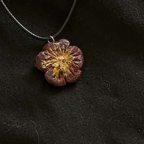 Handmade purple flower necklace