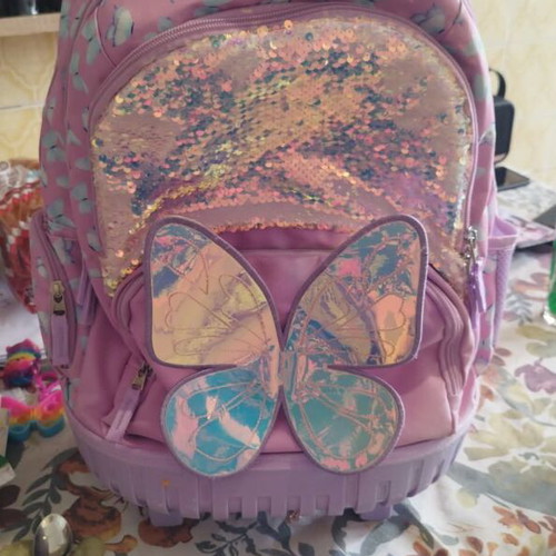 Children's school backpack with butterfly design