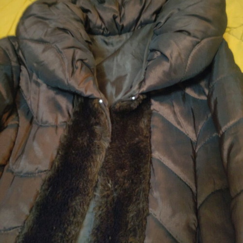 Women's jacket used with fur trim brown