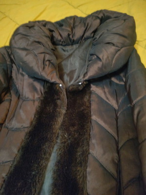 Women's jacket used with fur trim brown