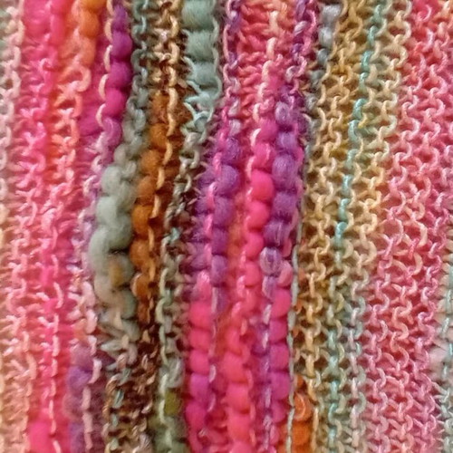 Colorful handmade knitted scarf like new, 38×1.40 m