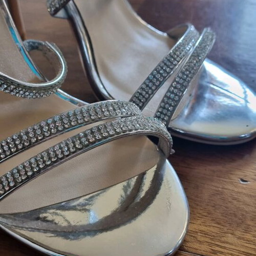 Nak silver high-heeled sandals used, size 36