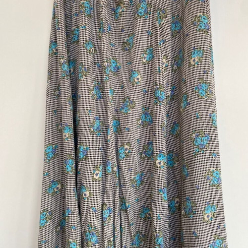 Vintage maxi skirt gray with blue flowers used