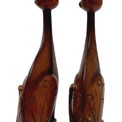 Vintage cat figurines set of two polyresin 90s
