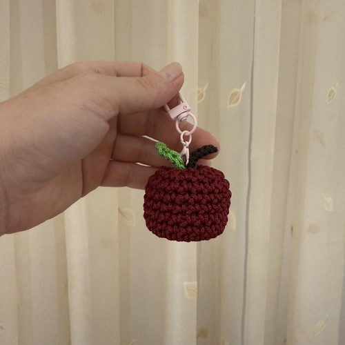 Apple keychain handmade, new, red and green