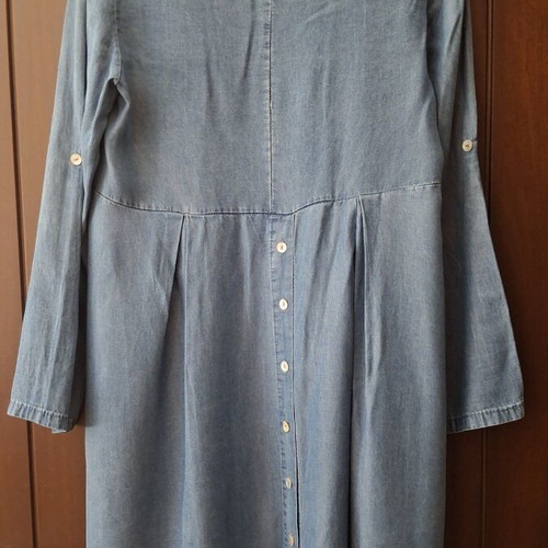 Denim dress asymmetrical, long sleeves, like new, blue, size S