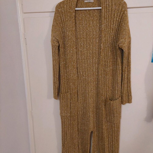 Knitted long cardigan Pull & Bear like new, beige and mustard