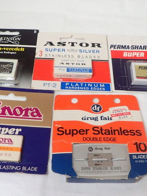 Vintage double edge razor blades pack of five, new