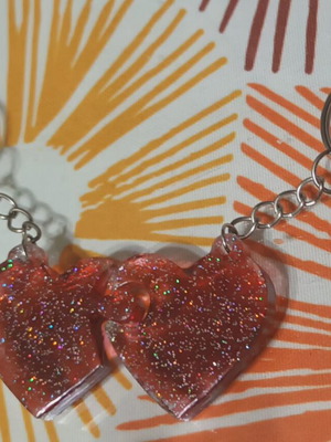 Keychain of lovers made of liquid glass new