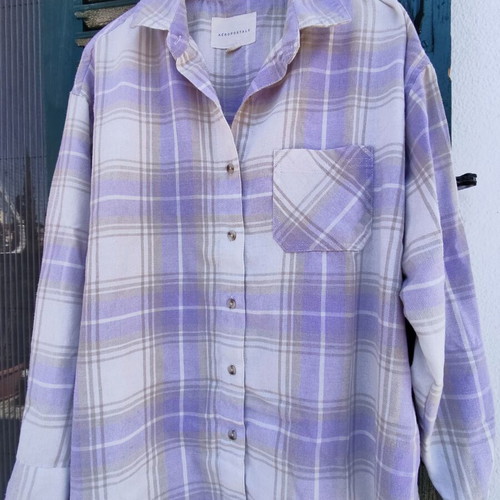 Aeropostale purple plaid oversized shirt used, size S