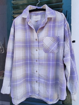 Aeropostale purple plaid oversized shirt used, size S