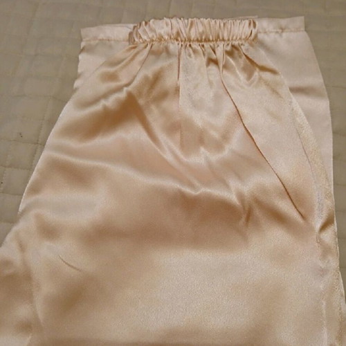 Satin pajamas new, pastel salmon with lace details, small-medium