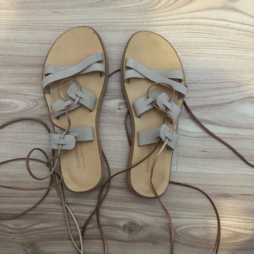 Ancient Greek leather sandals used, size 38, beige