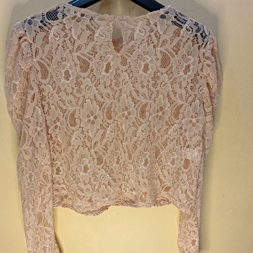 ZARA Crop Top Lace Floral Pink Nude like new, Size M
