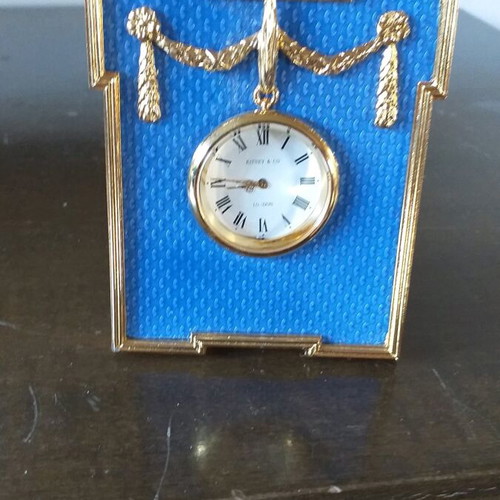 Table clock used Faberge style Kidney & Co London