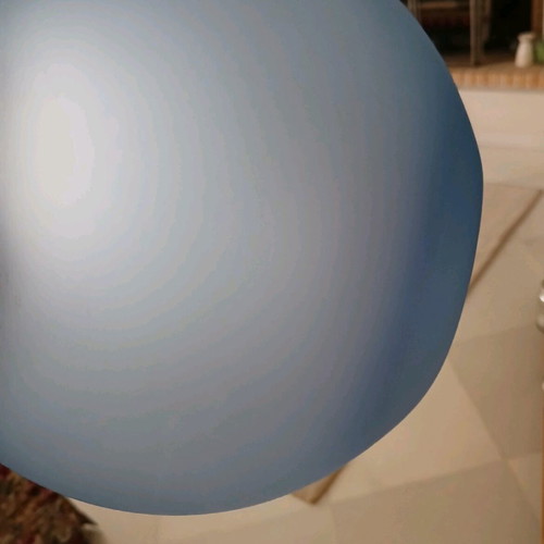 Matte colored glass sphere vase like new, sea gray blue